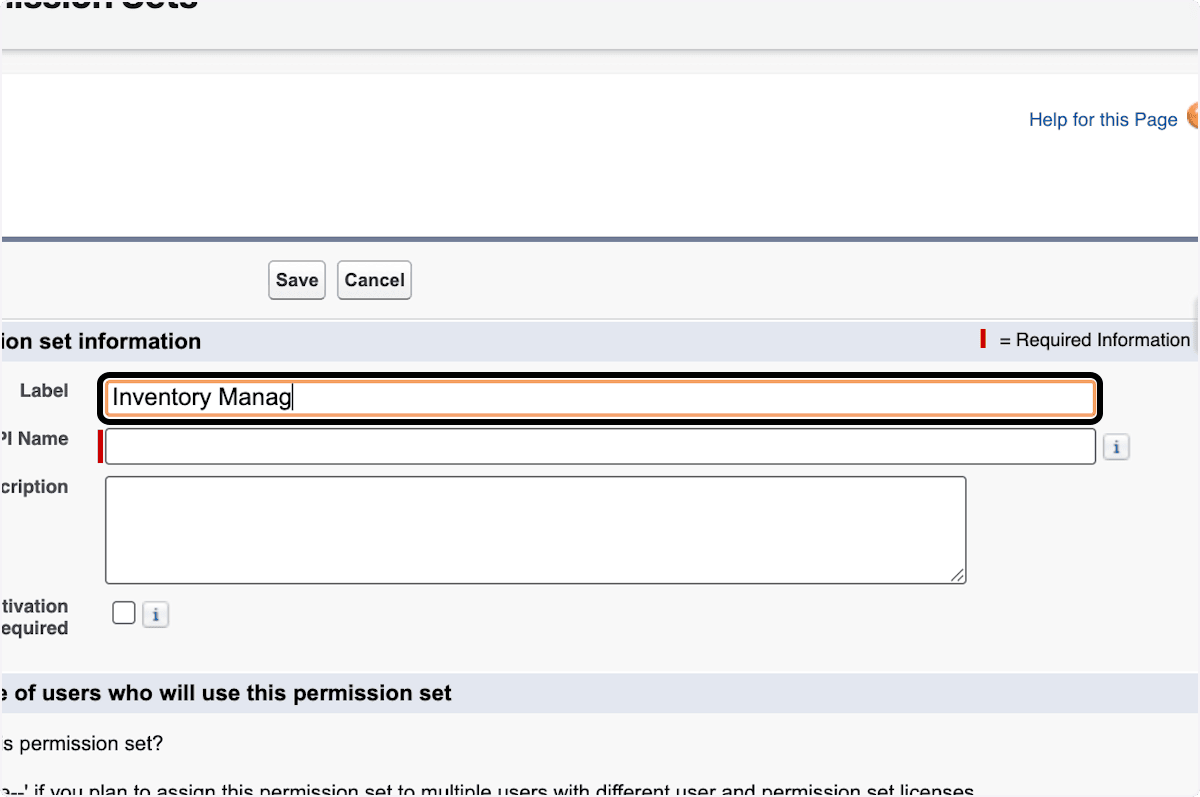 Inventory Manager label on a new permission set