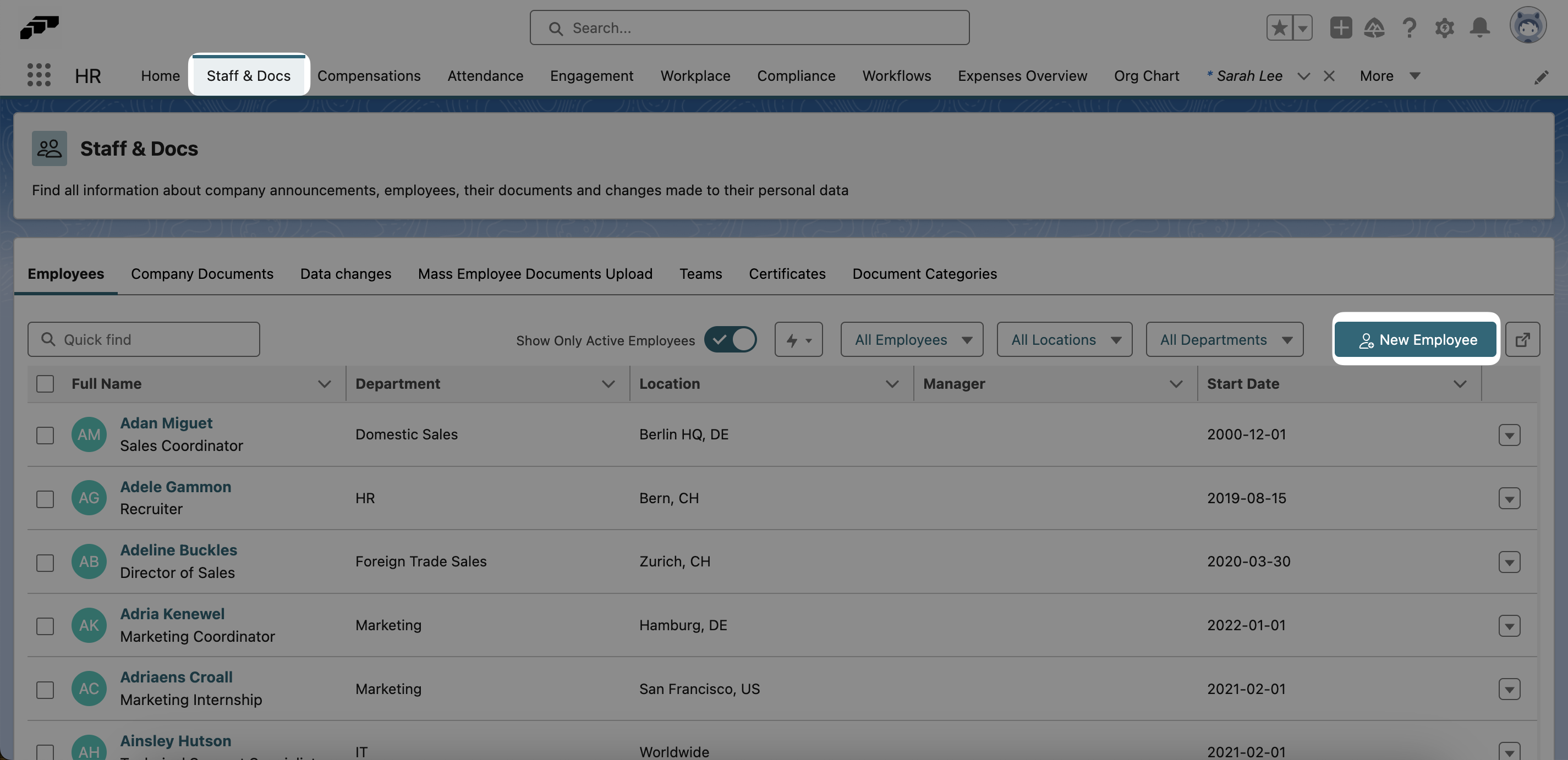 Adding a new employee to flair