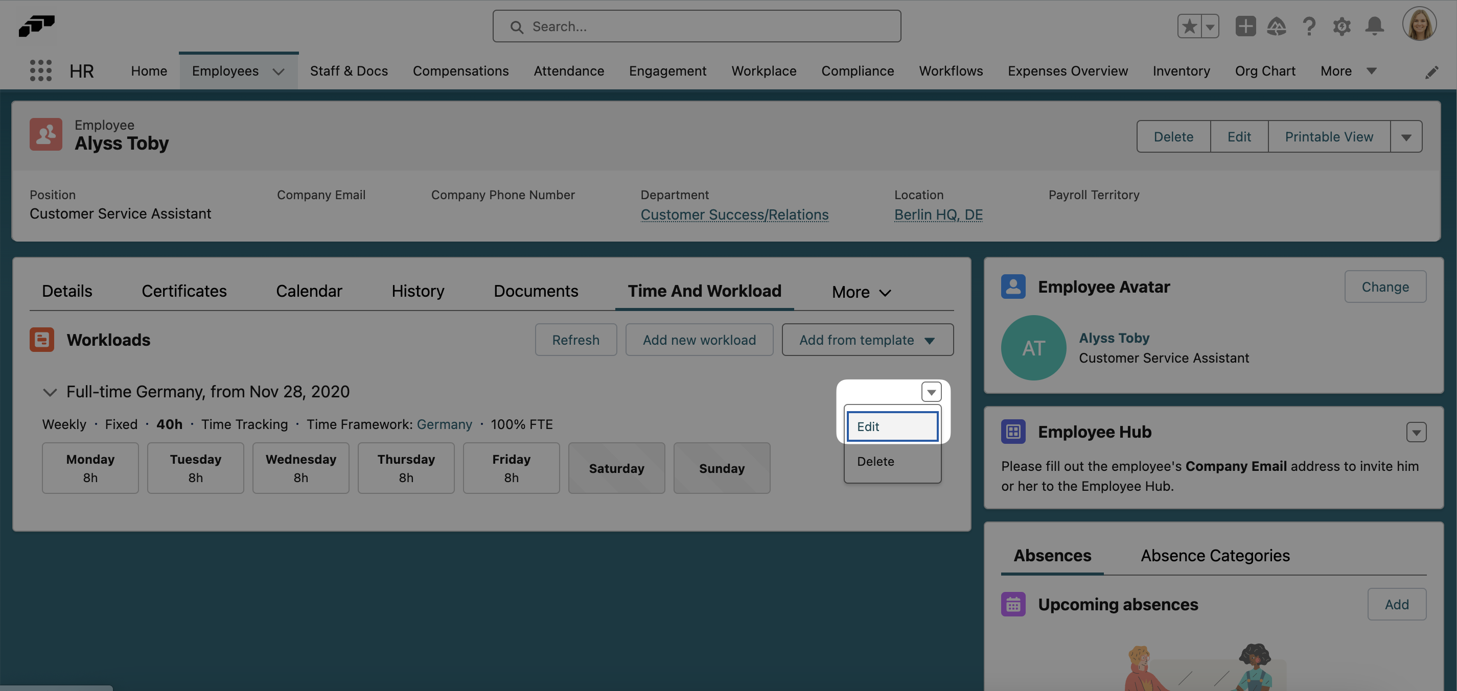First you must end the existing employee workload