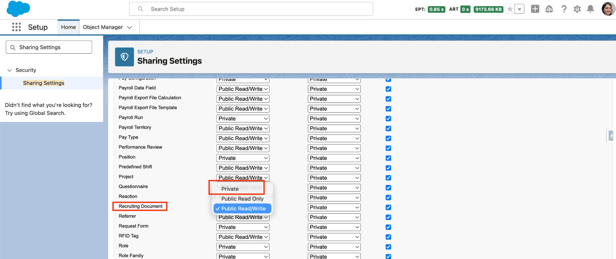 Private internal and external access for Recruiting Document