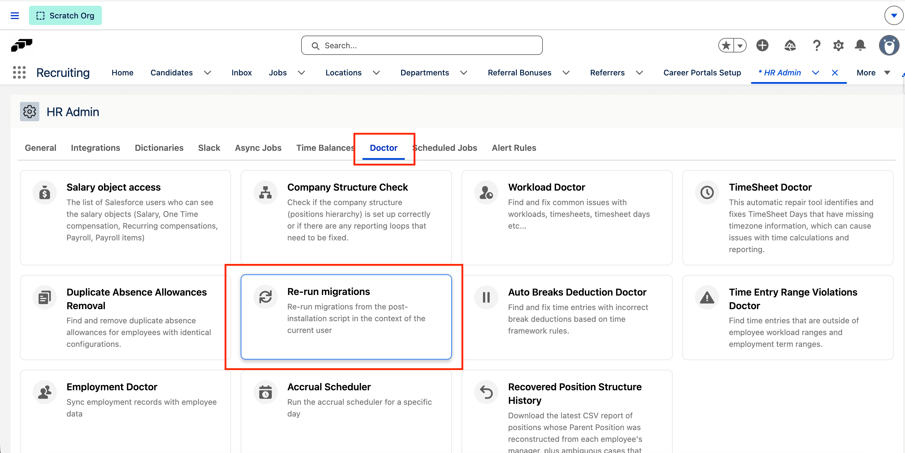 Re-run migrations on the Doctor tab