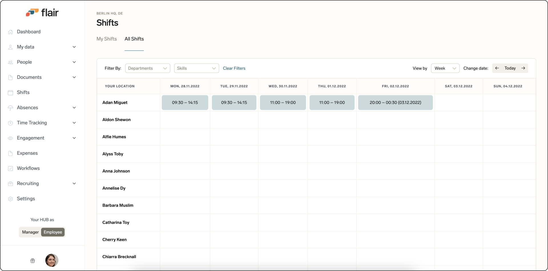 Request an open shift in the Employee Hub