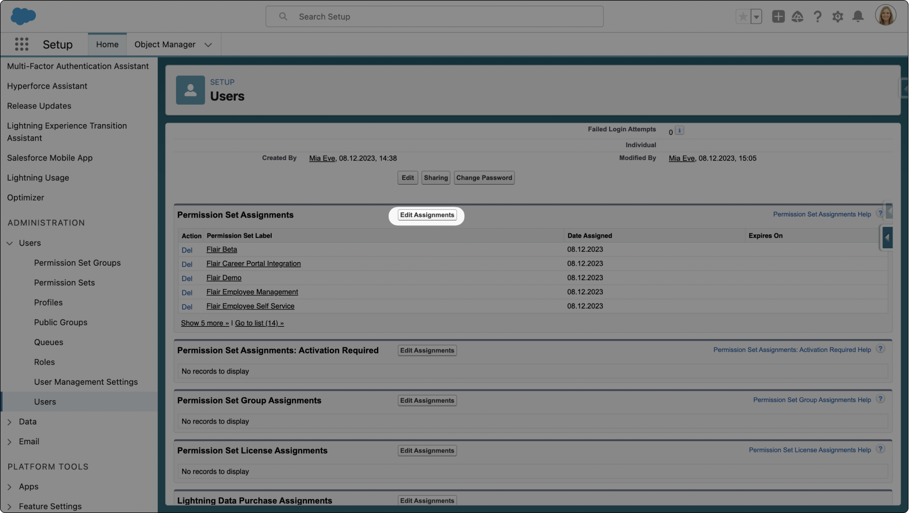 Salesforce Edit Assignments