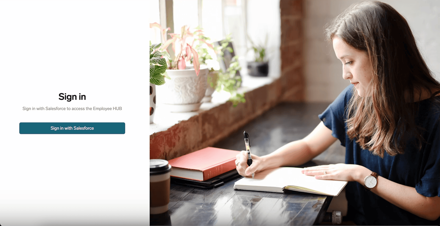 Salesforce SSO option on the Employee Hub sign-in page