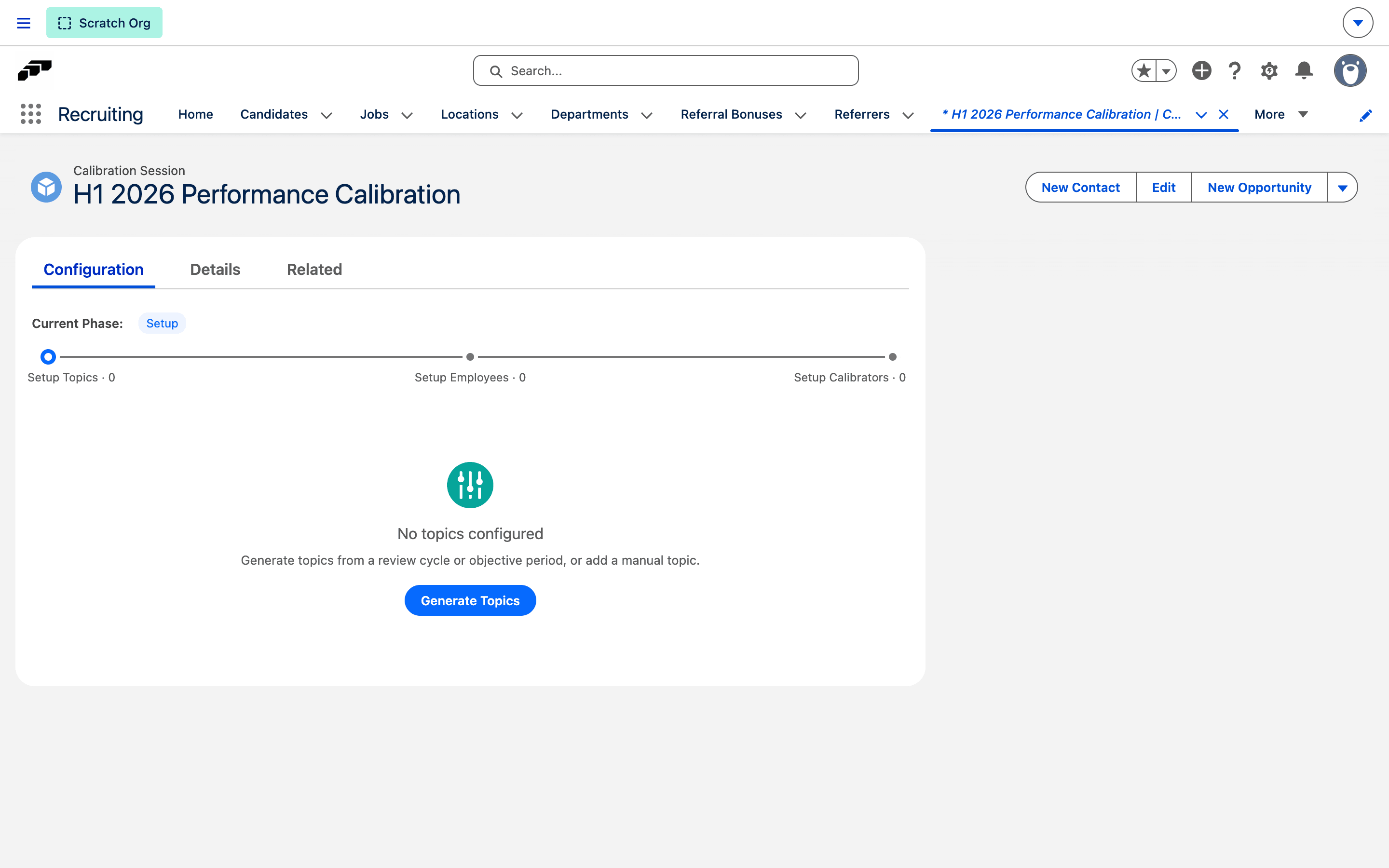 Calibration Session record page