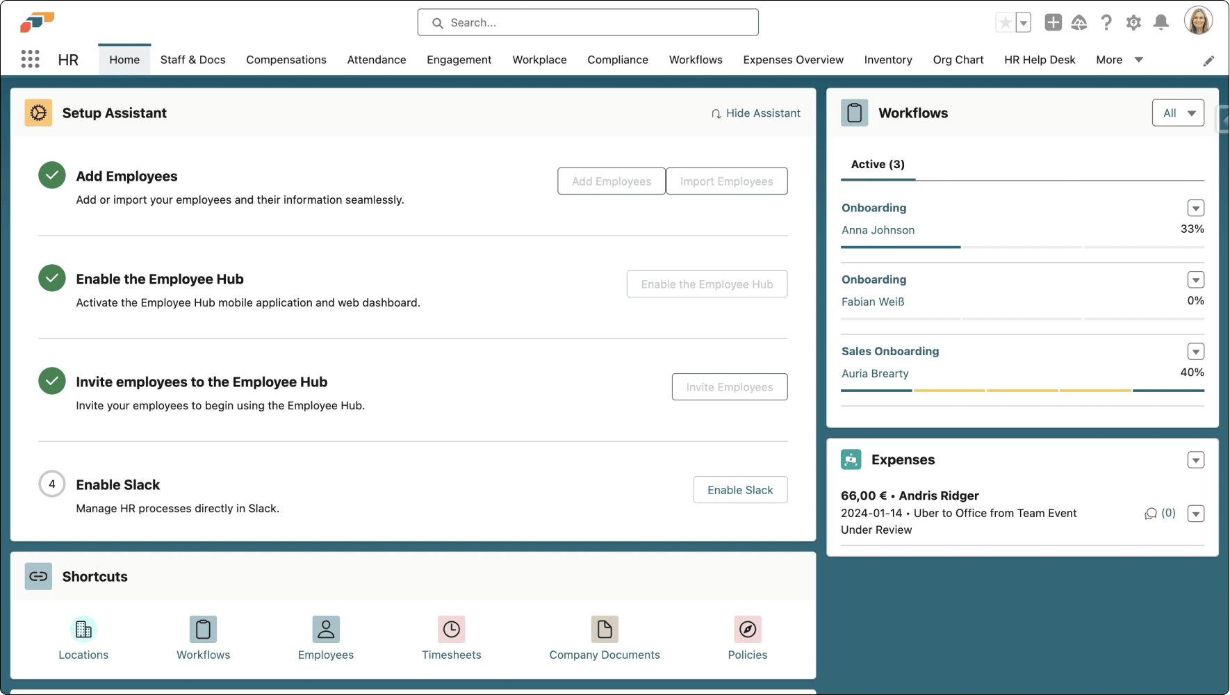 Setup Assistant on the flair HR home page