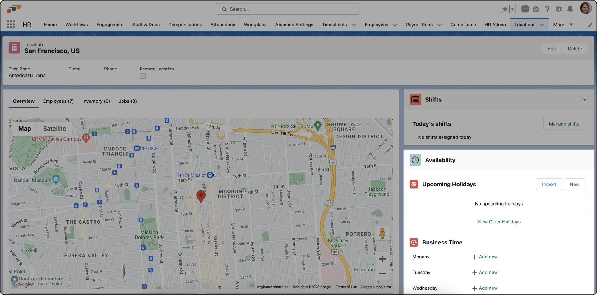 View holidays for each office location