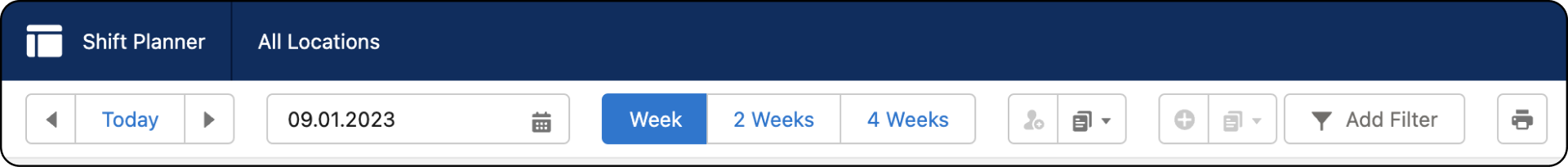 Filter shifts by location, skills, or department