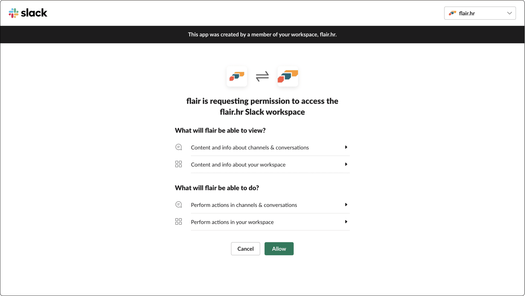 Slack access prompt opened from the Setup Assistant