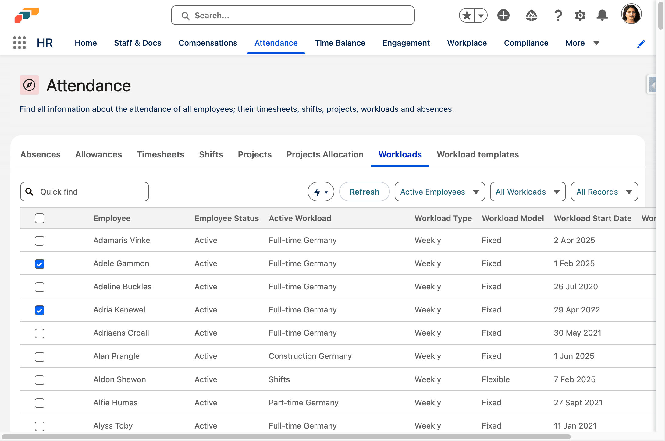 The flash action for selected workloads