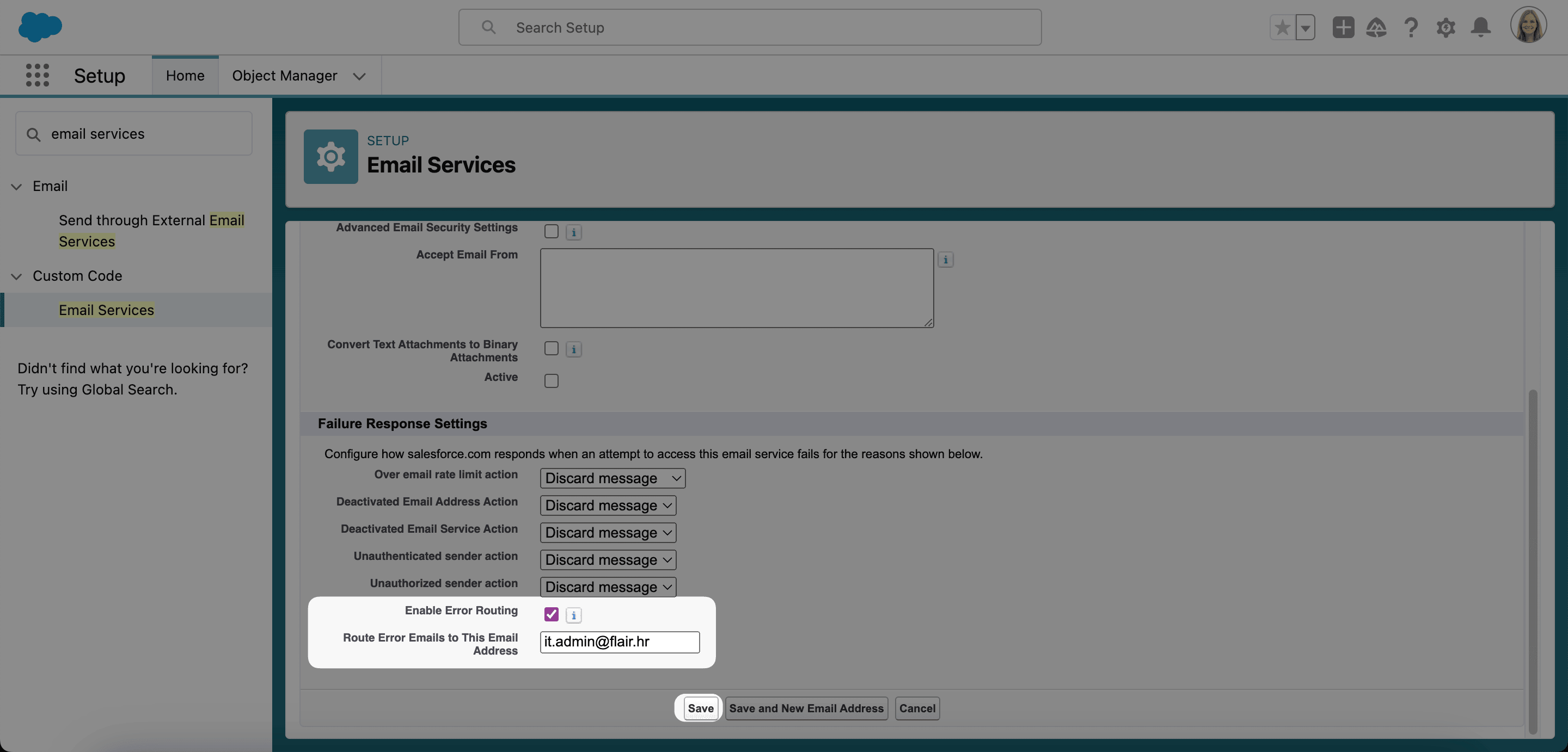 Saved tracking address for existing candidate email