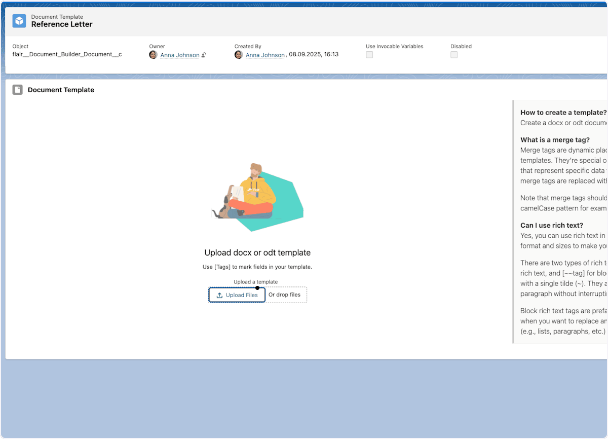 Branded source file uploaded to a Document Template