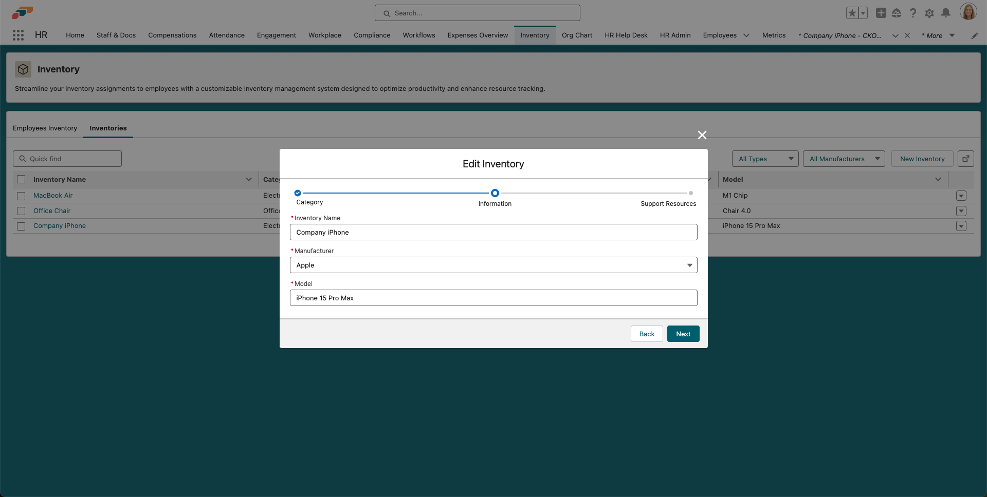 Adding inventory basic information