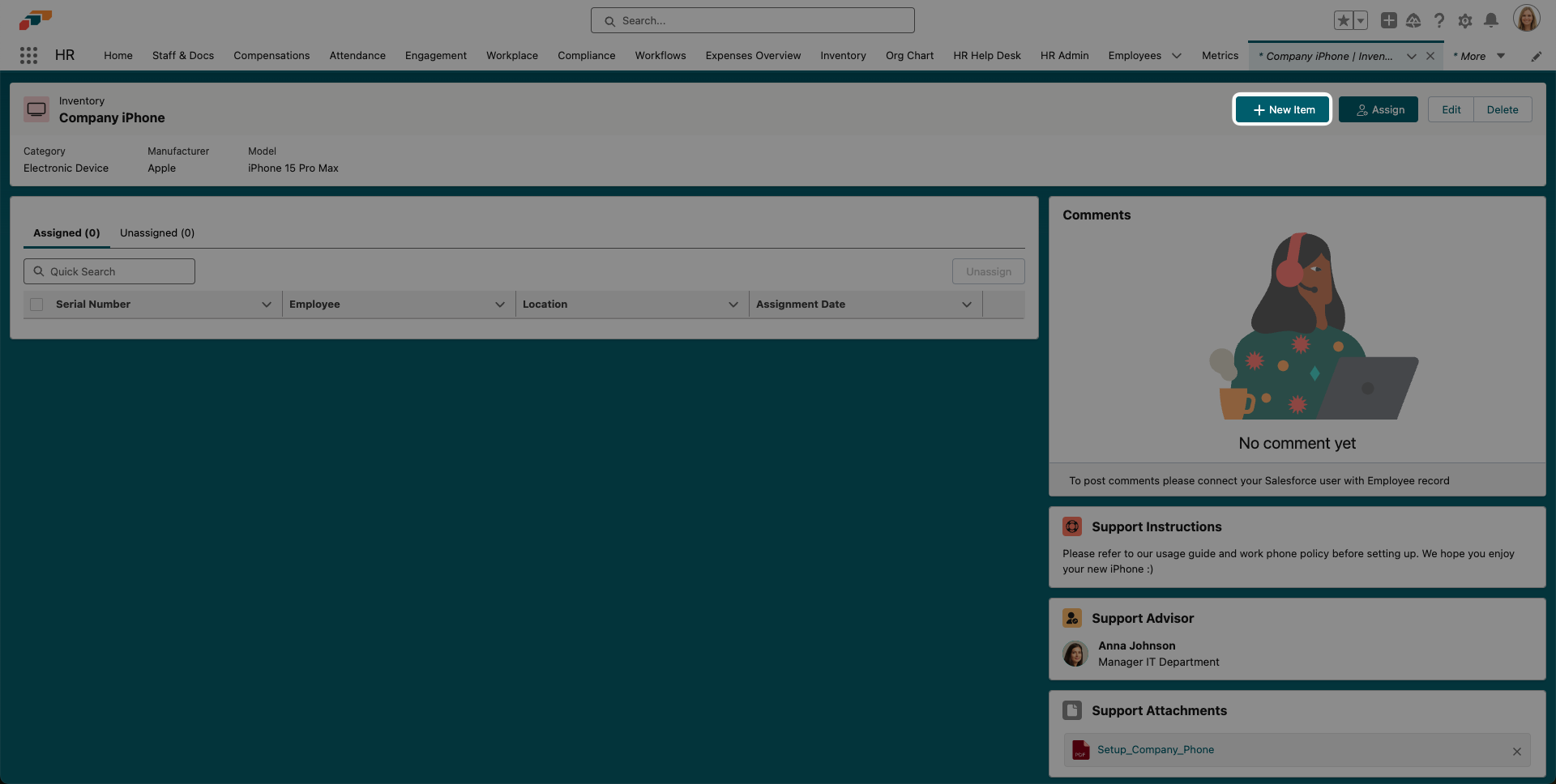 Assigning inventory items in flair