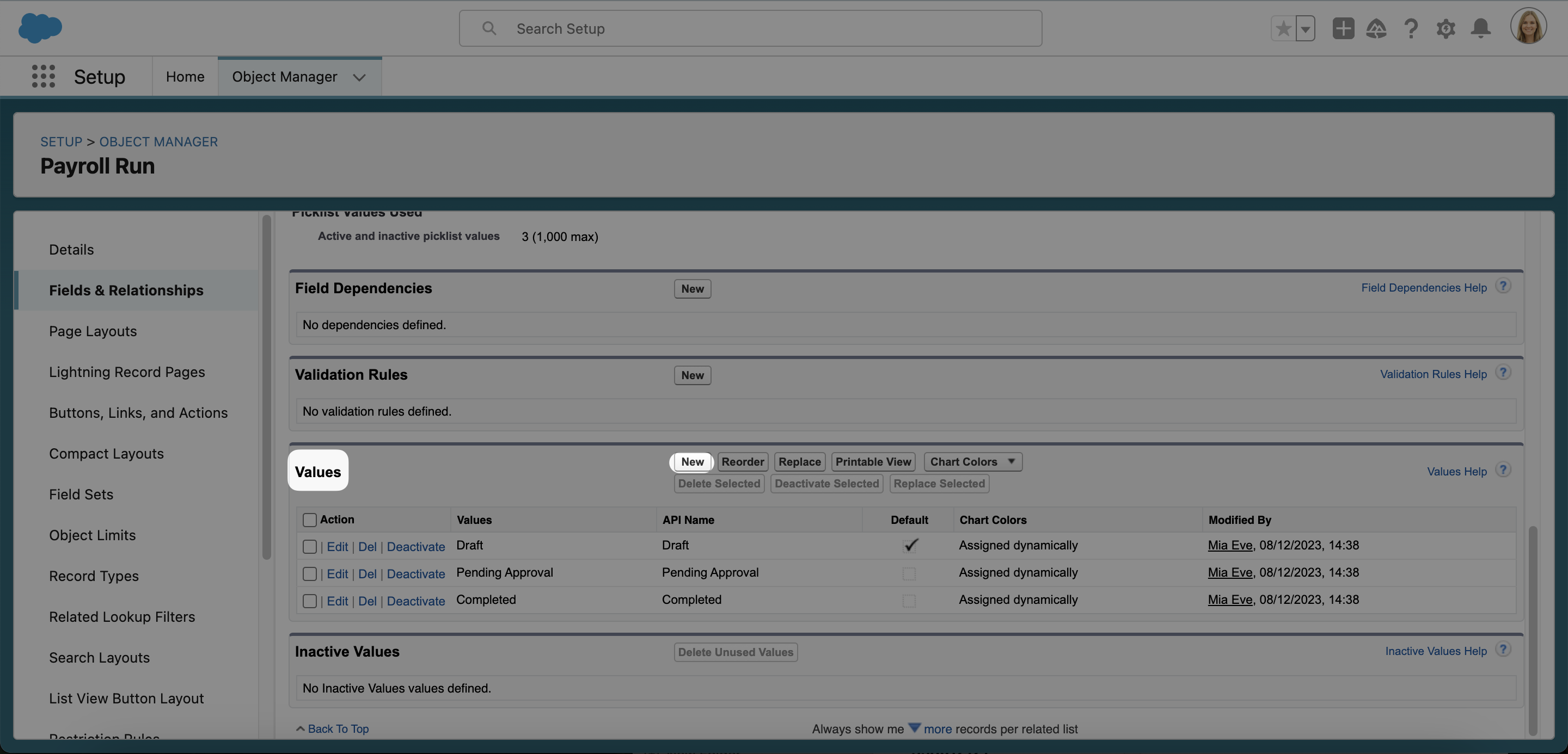Fügen Sie der Auswahlliste Status einen neuen Wert hinzu