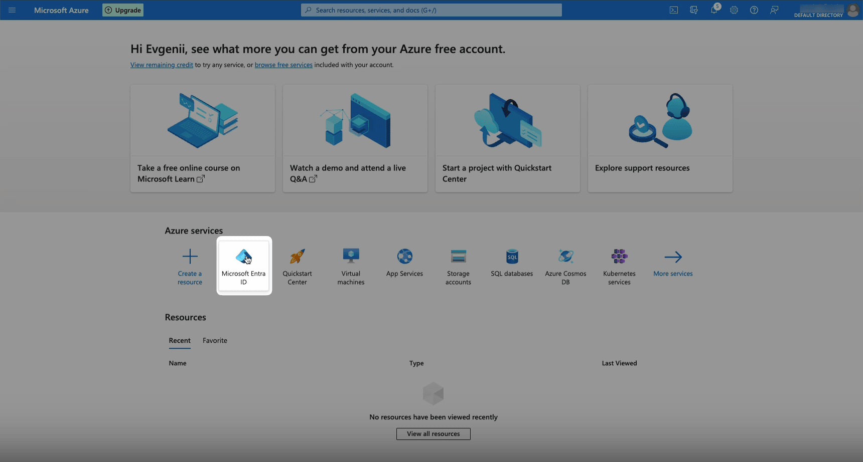 Option Microsoft Azure und wählen Sie Microsoft Entra ID aus den Azure Services in SAML-SSO mit Microsoft Entra ID konfigurieren hervorgehoben