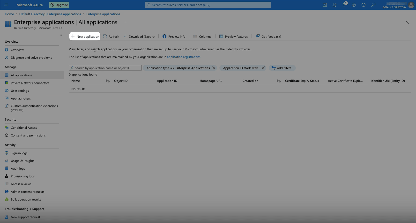 Ansicht Erstellen einer Azure-SSO-App für SAML-SSO mit Microsoft Entra ID konfigurieren, Schritt 4