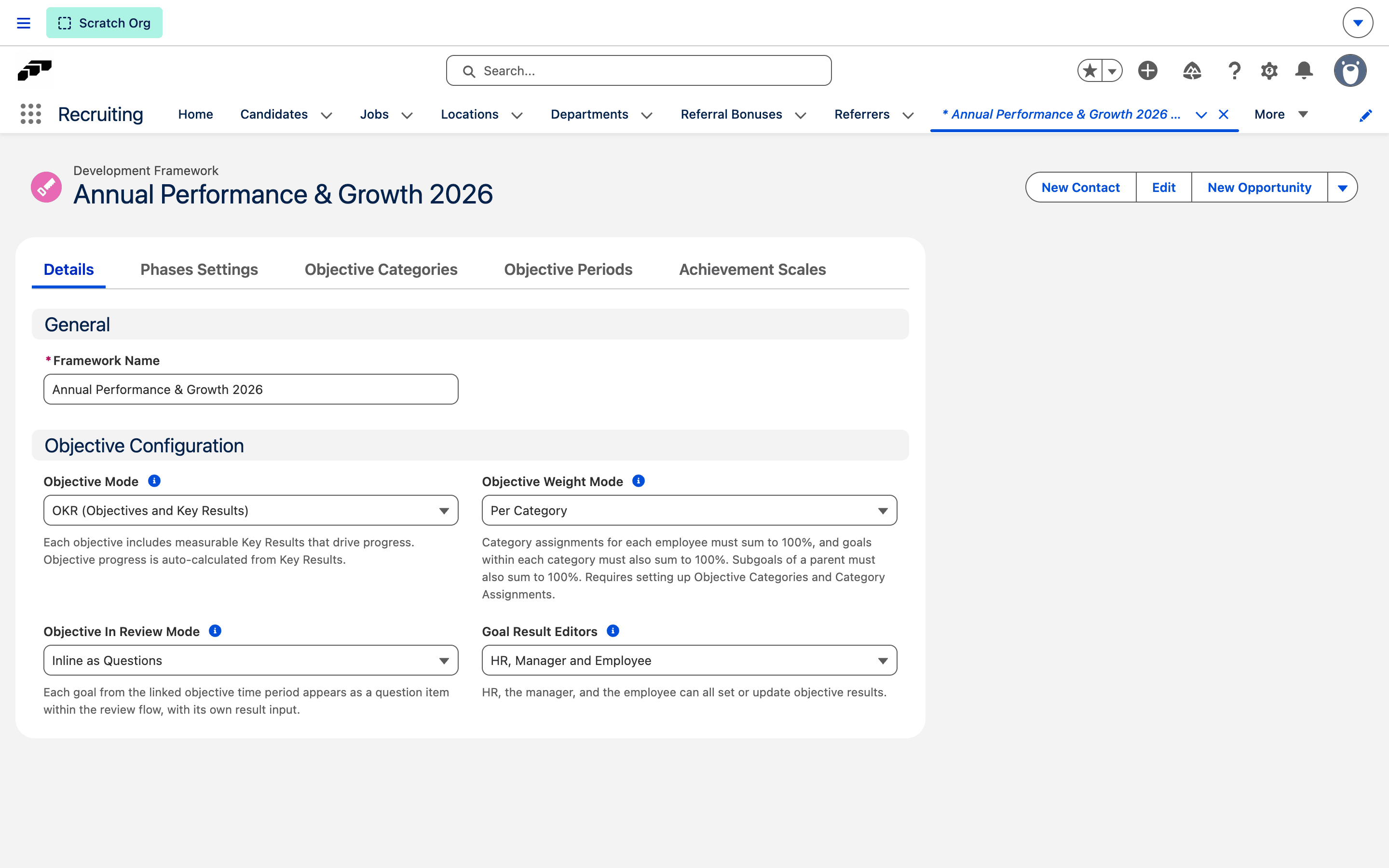 Development Framework Datensatzseite