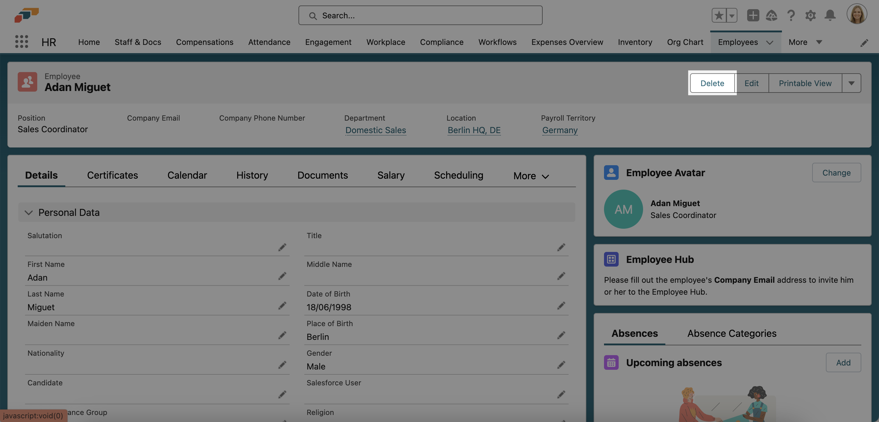 Deleting an employee from flair