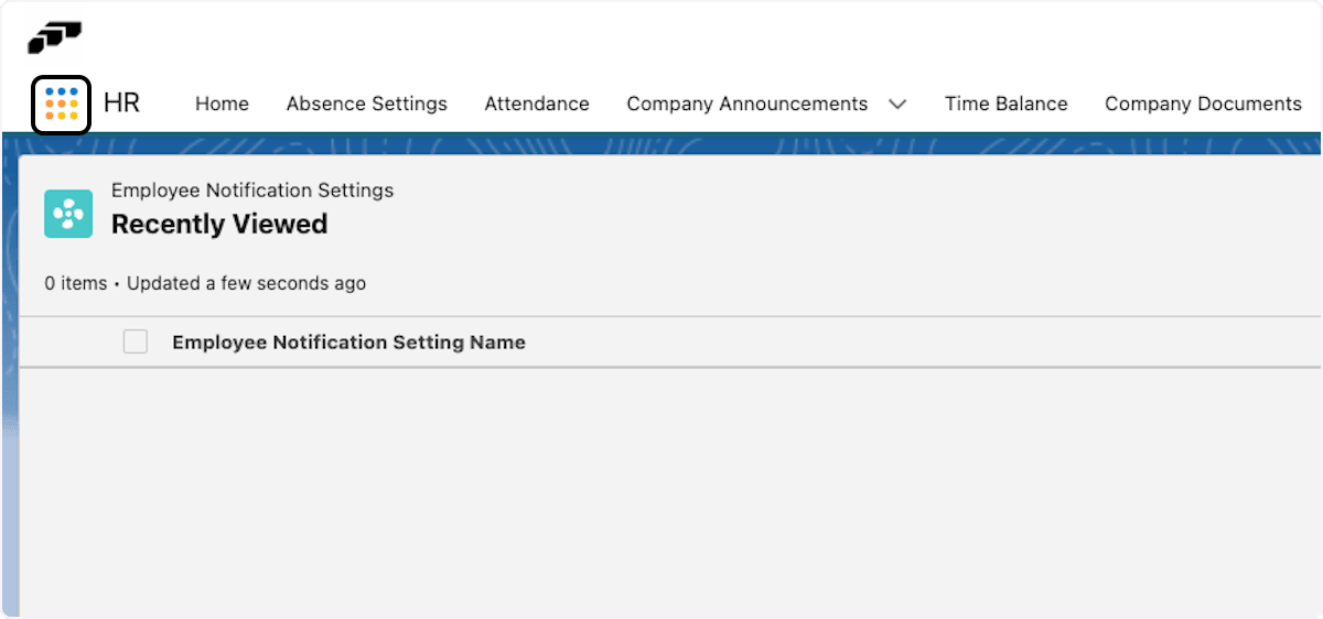 Salesforce App Launcher für Employee Notification Settings