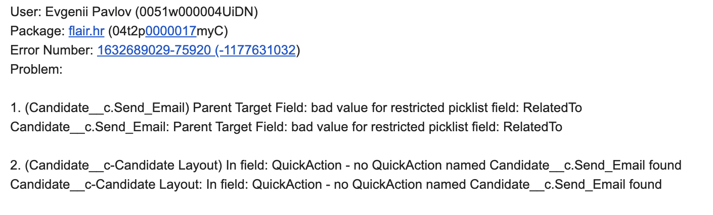 Fehler bad value für das Parent Target Field während der Paketinstallation