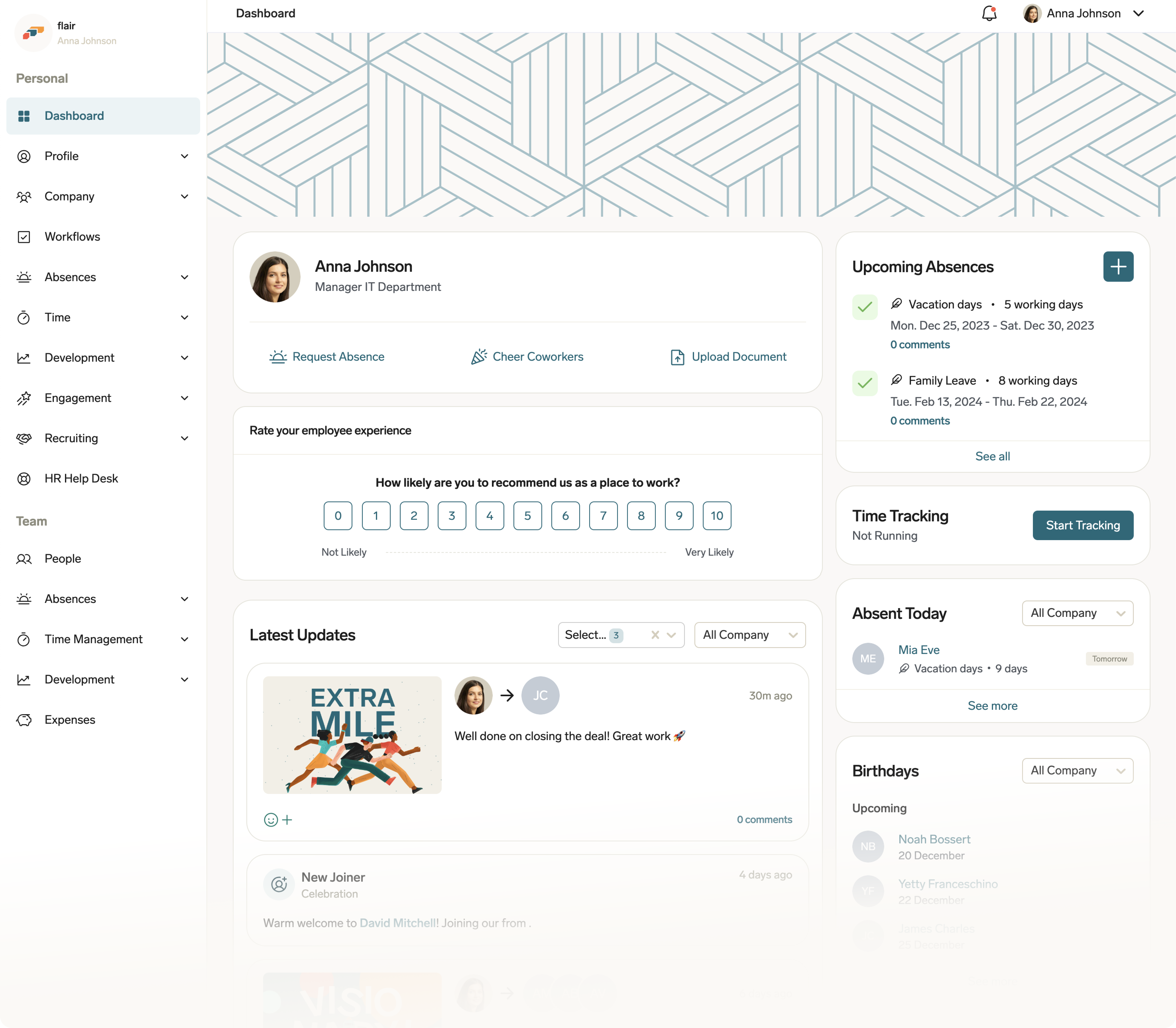 An overview of the flair Employee Hub