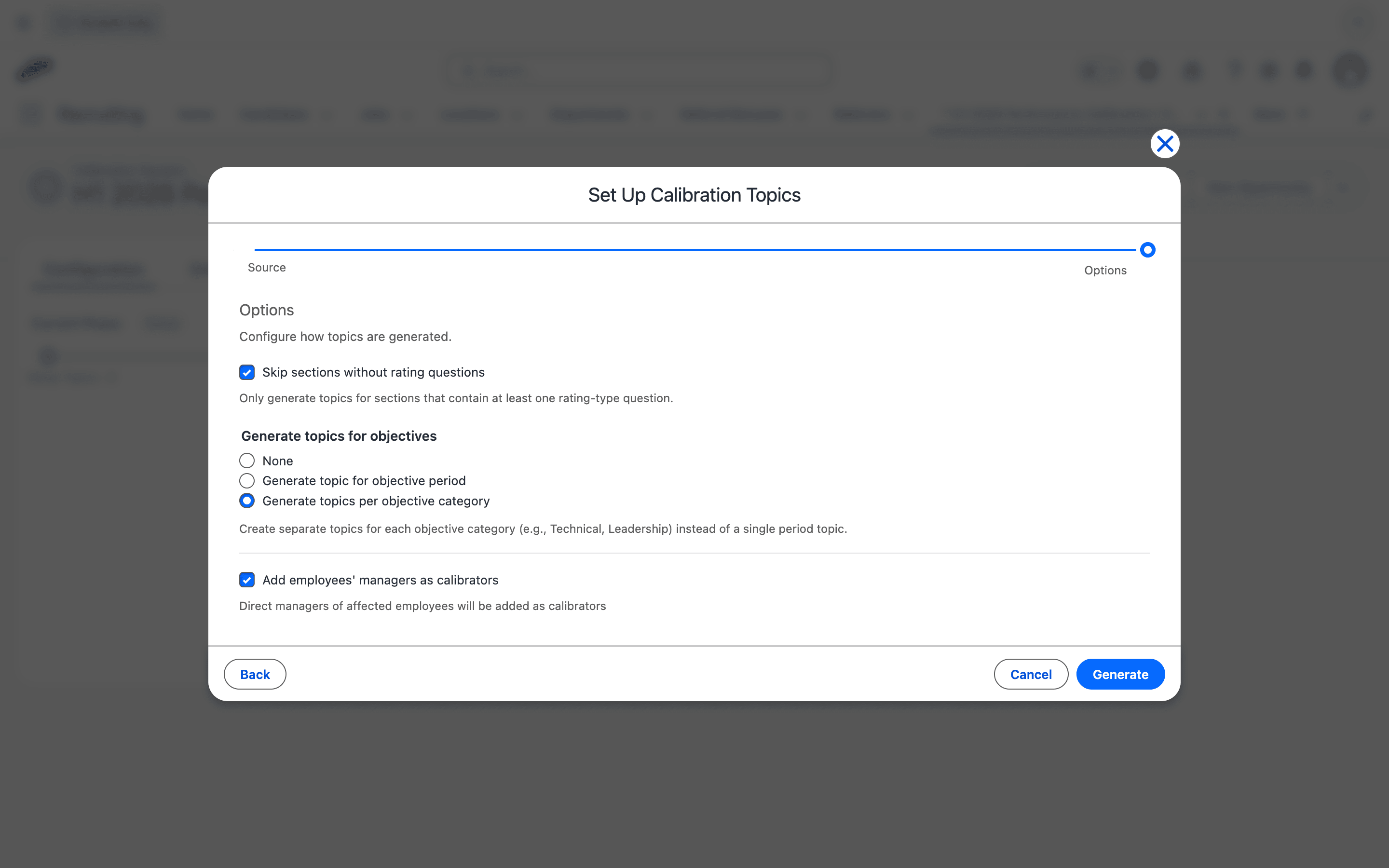 Themen generieren — Optionen