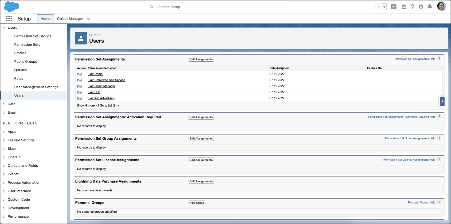 Aktion Edit Assignments für den neuen Integration User