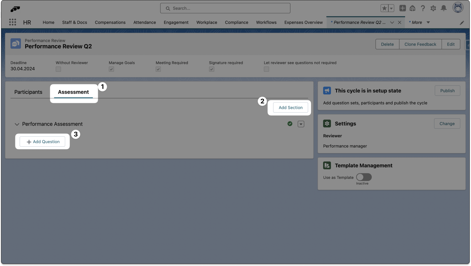 Performance Review Sections