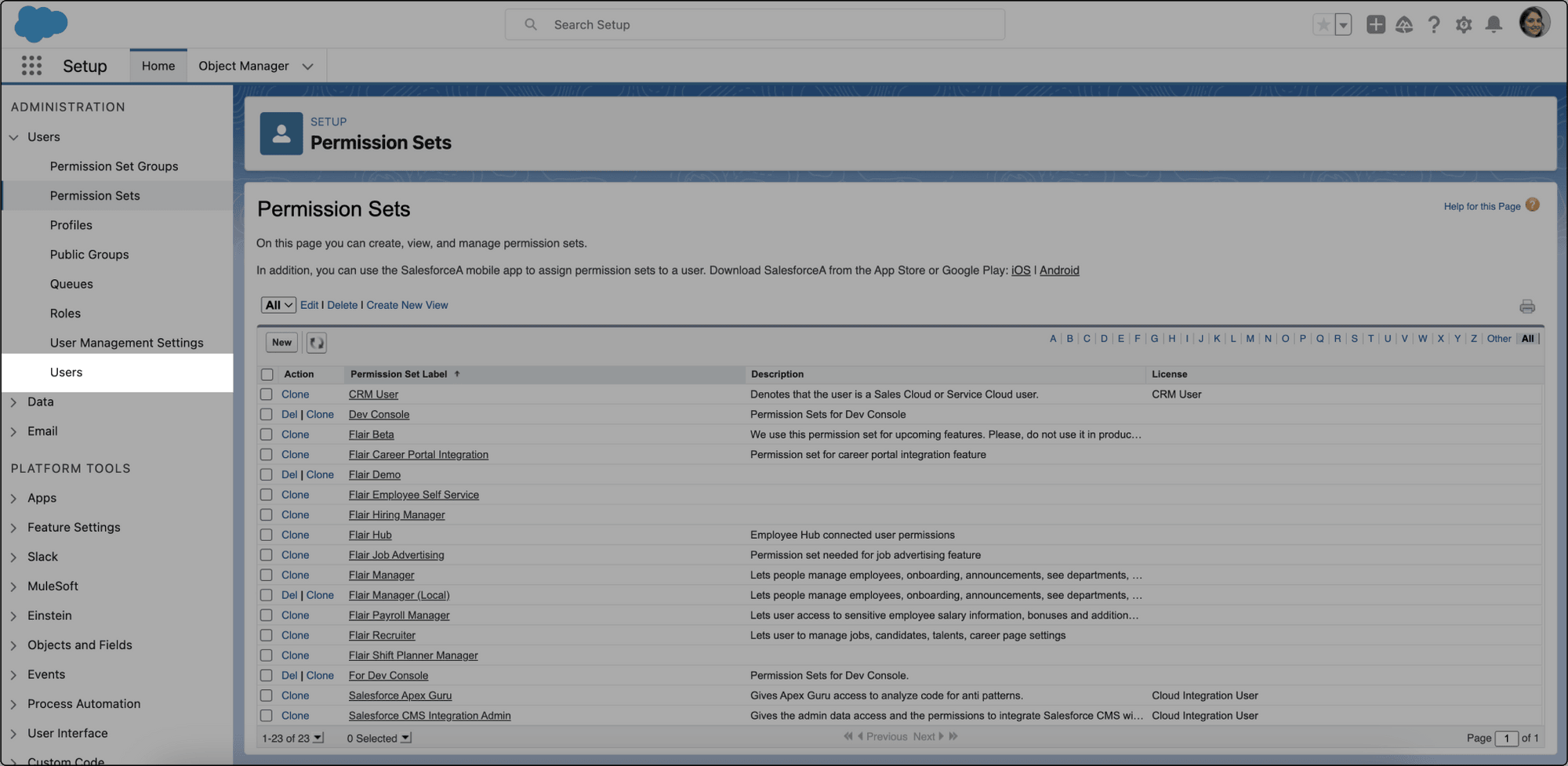 Ausgewählter Salesforce-Benutzer für eine Permission Set-Zuweisung