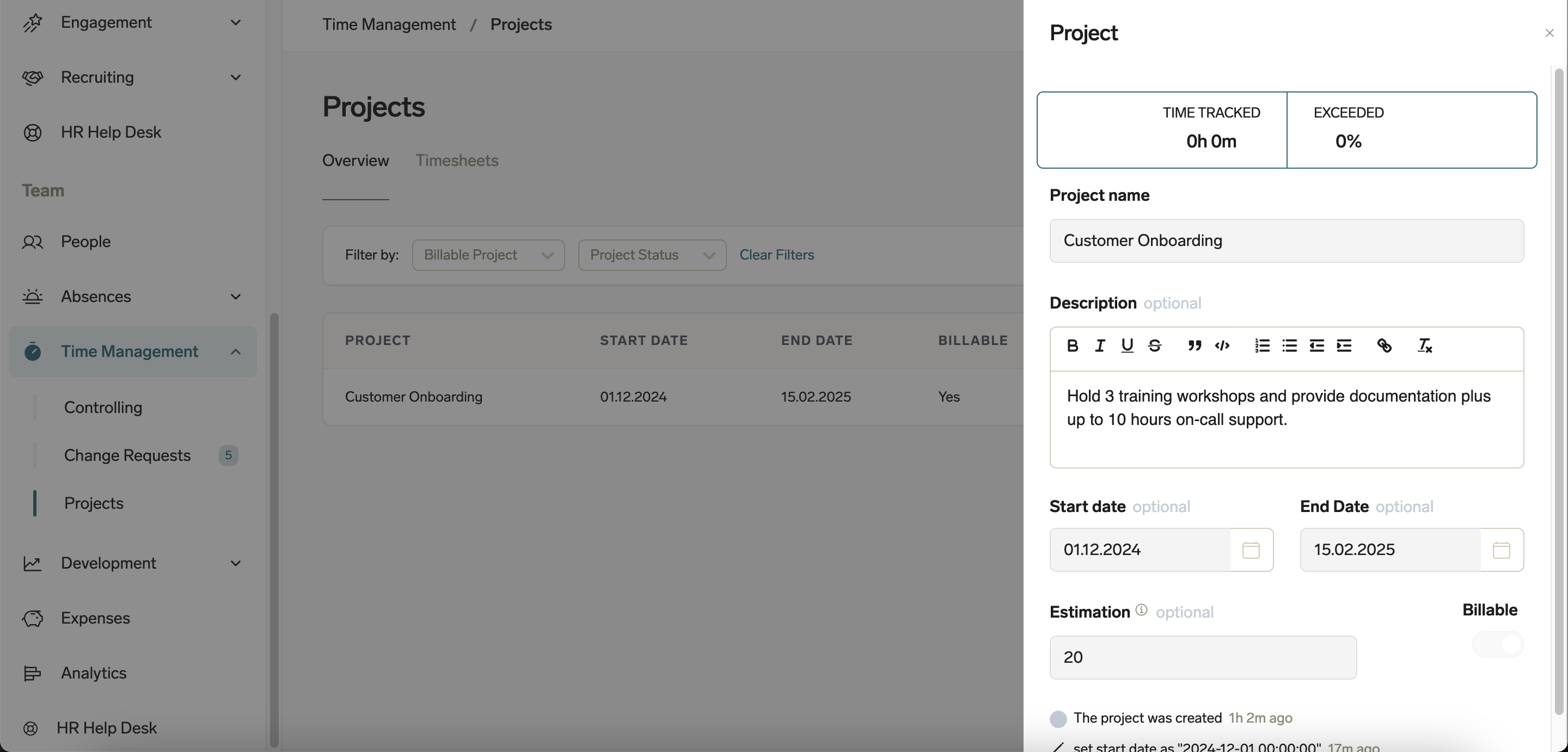 Manager können den gesamten Projektfortschritt im Employee Hub sehen