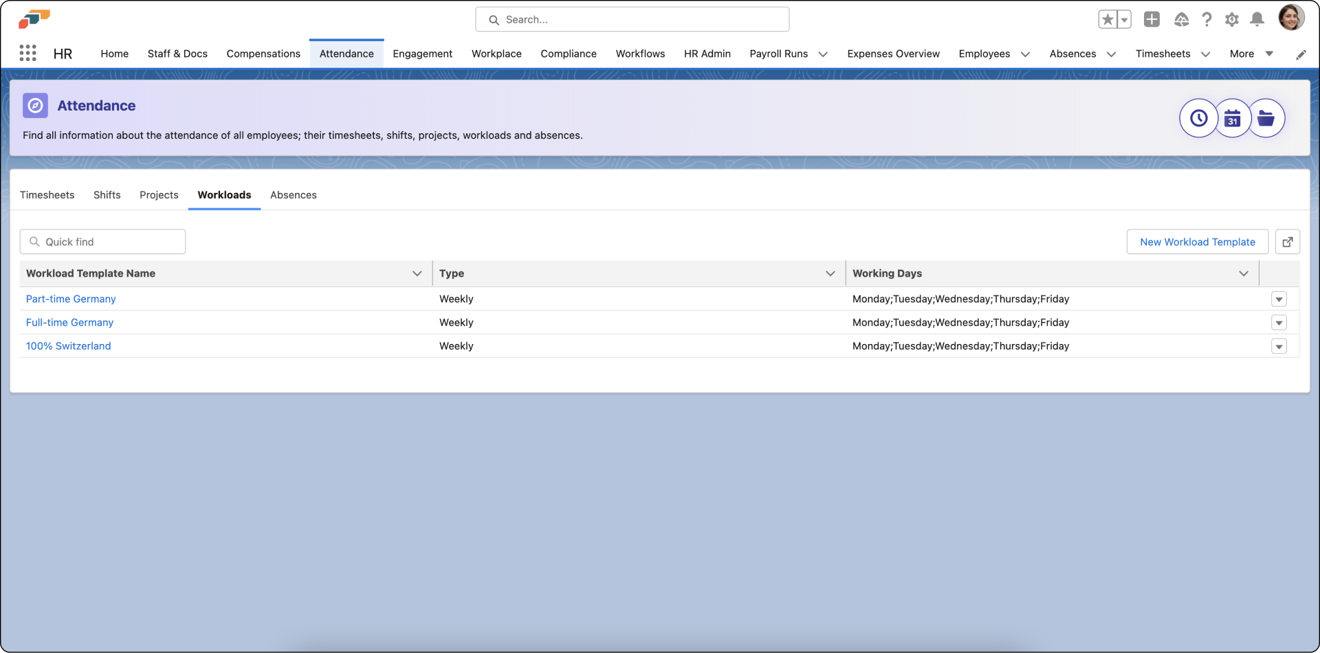 Mitarbeiterstunden in Workflow-Vorlagen in Salesforce definieren