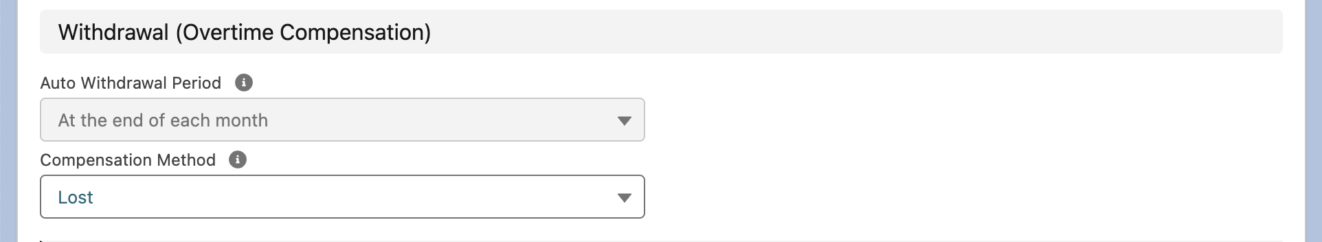 Abgeltungseinstellungen für Zeitsaldo