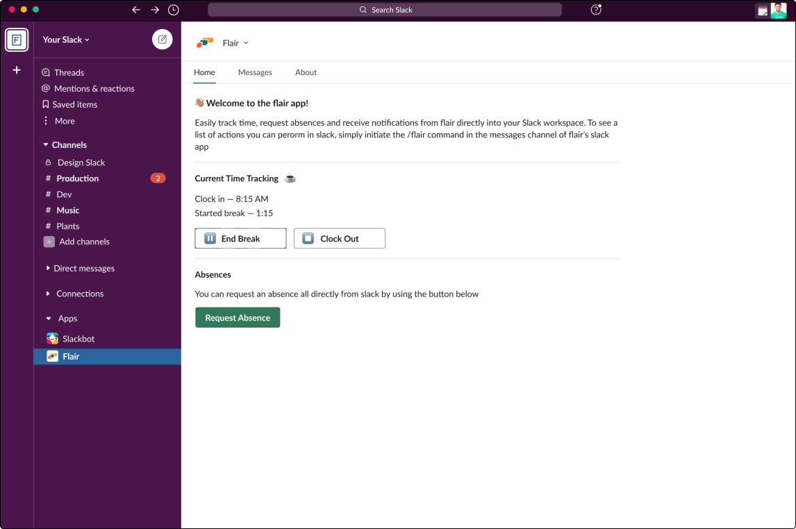 Slack-Abwesenheitsanträge