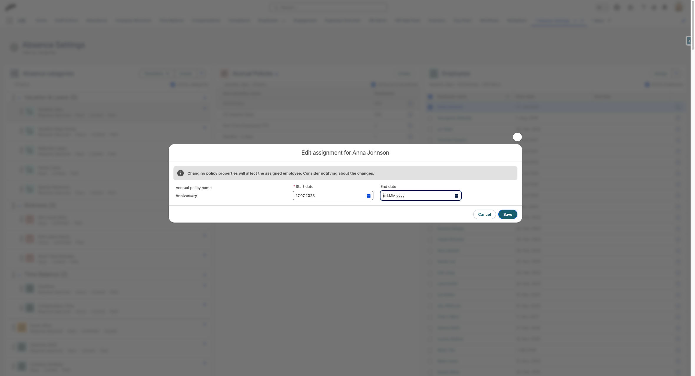 Click on Select a date for End date