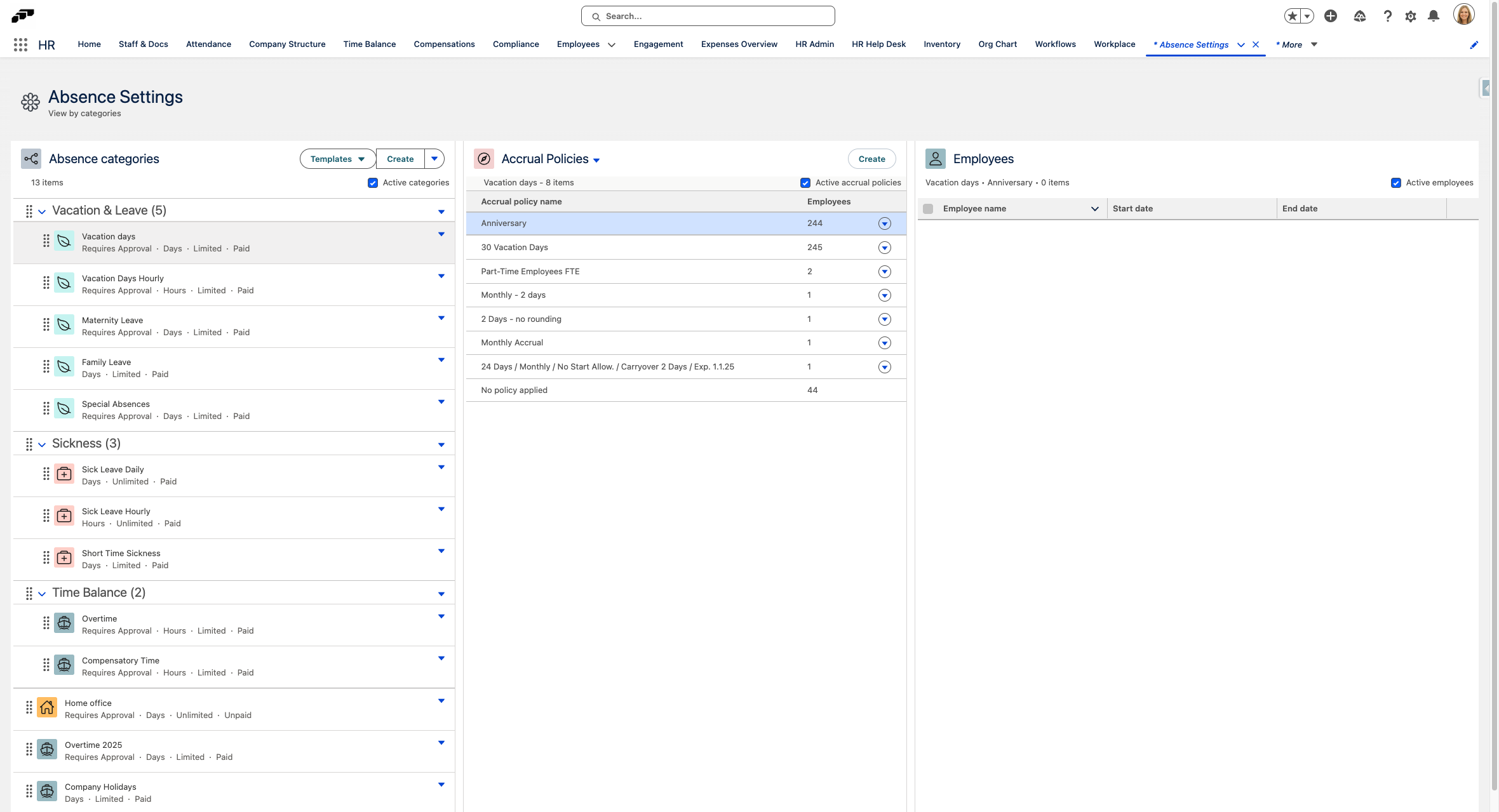 Click on the appropriate accrual policy.
