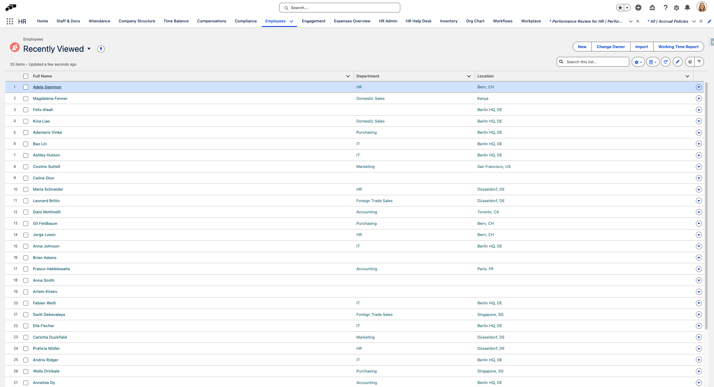 Wählen Sie aus, welchen Mitarbeiter Sie für eine Anspruchsrichtlinie deaktivieren möchten.