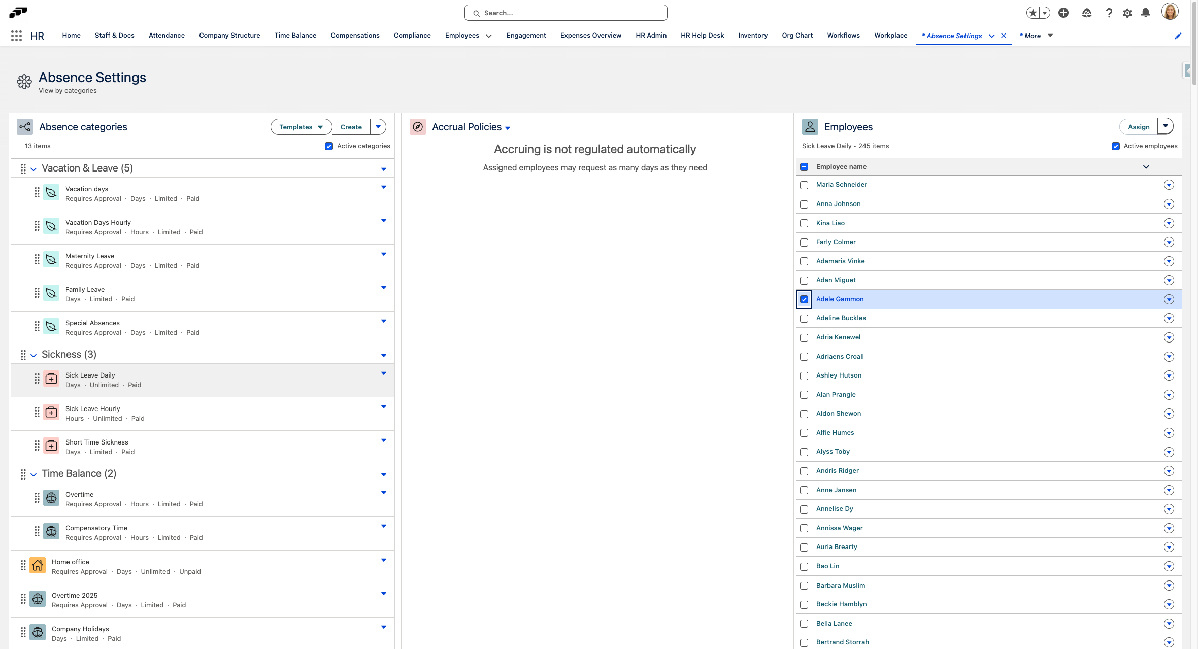 Pick the right employee, then click the dropdown arrow next to the "assign" button.