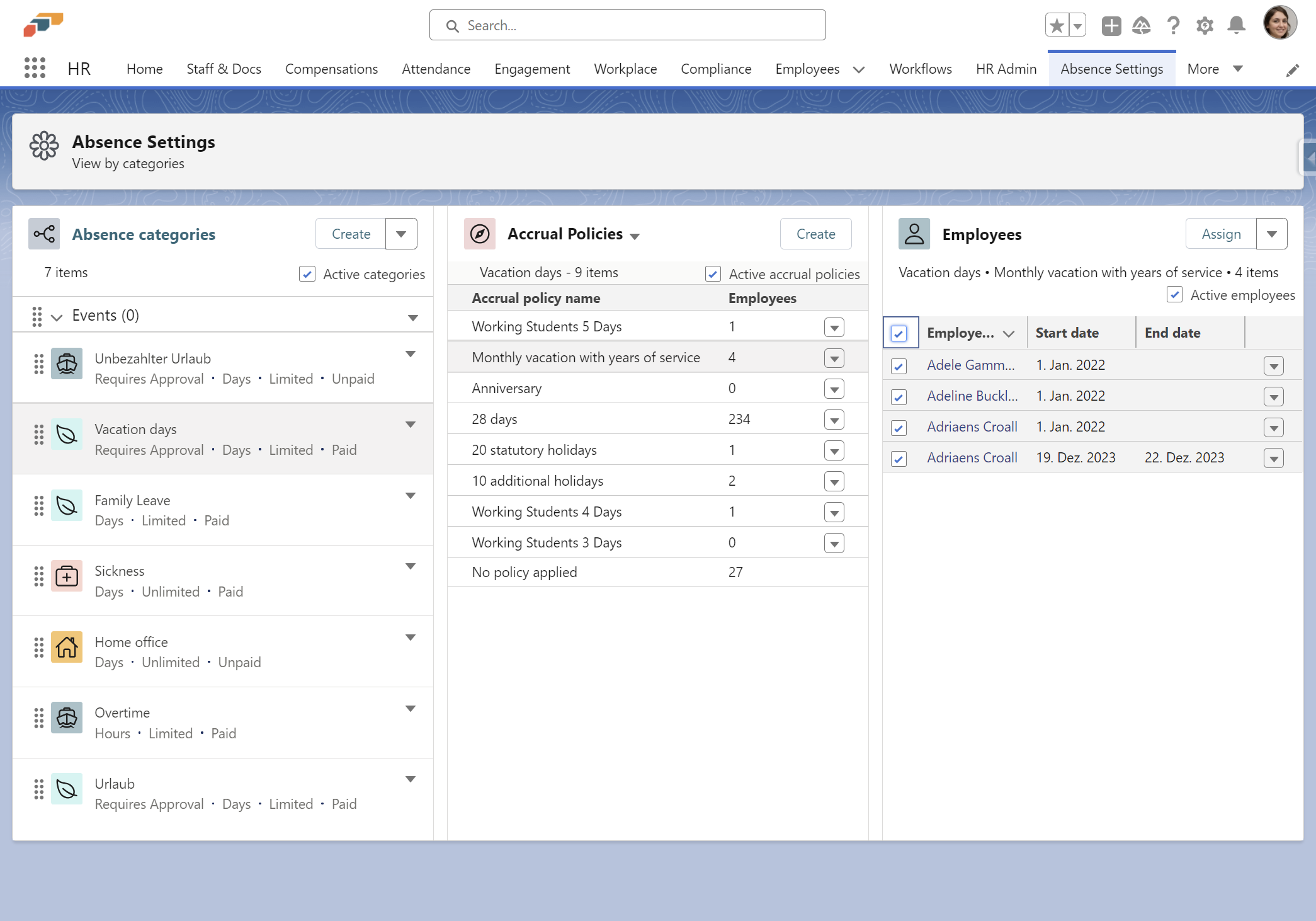 Stellen Sie sicher, dass Sie alle Mitarbeiter in der Employee List auswählen, indem Sie die Option Select All aktivieren.