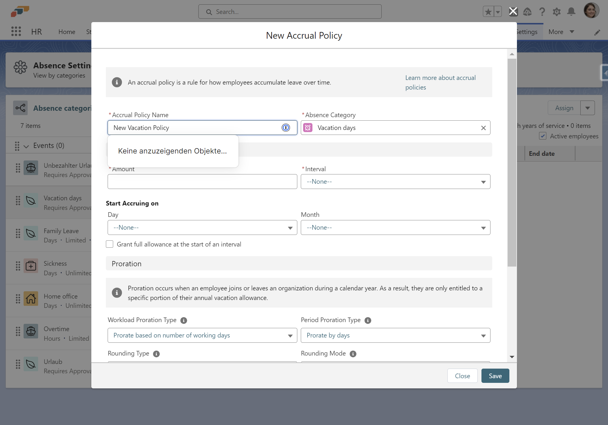 Geben Sie alle notwendigen Details für Ihre neue Anspruchsrichtlinie an.