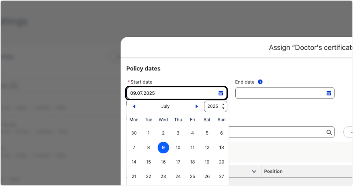 Wählen Sie ein Startdatum aus