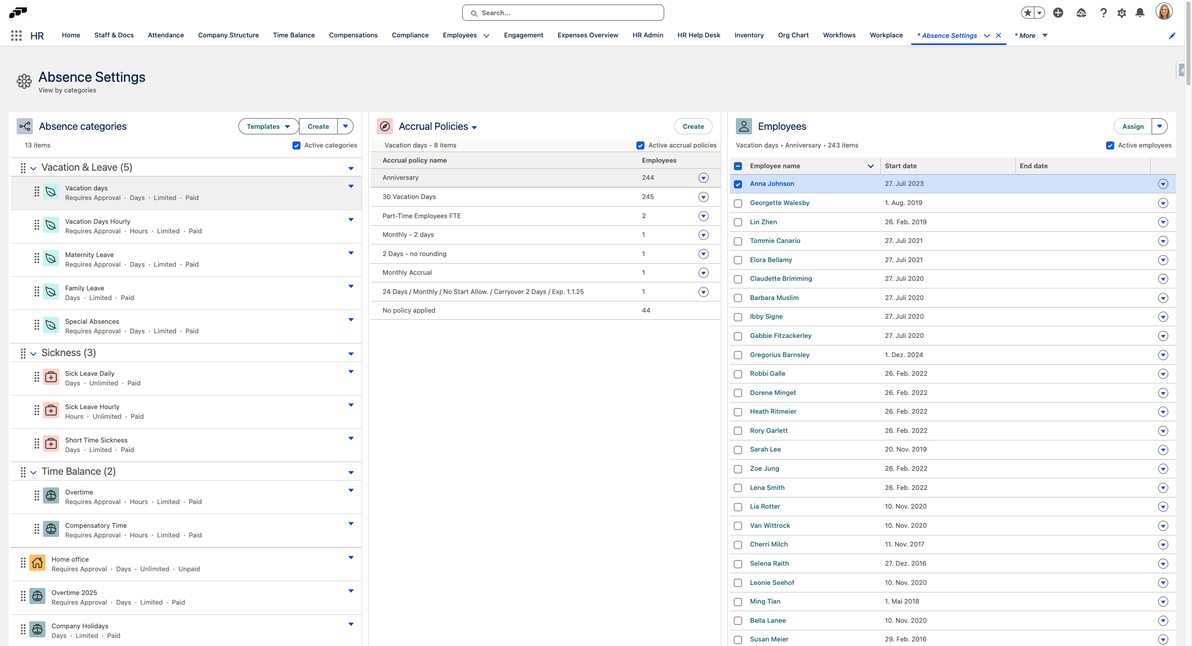 Select the appropriate Employee Absence Category...