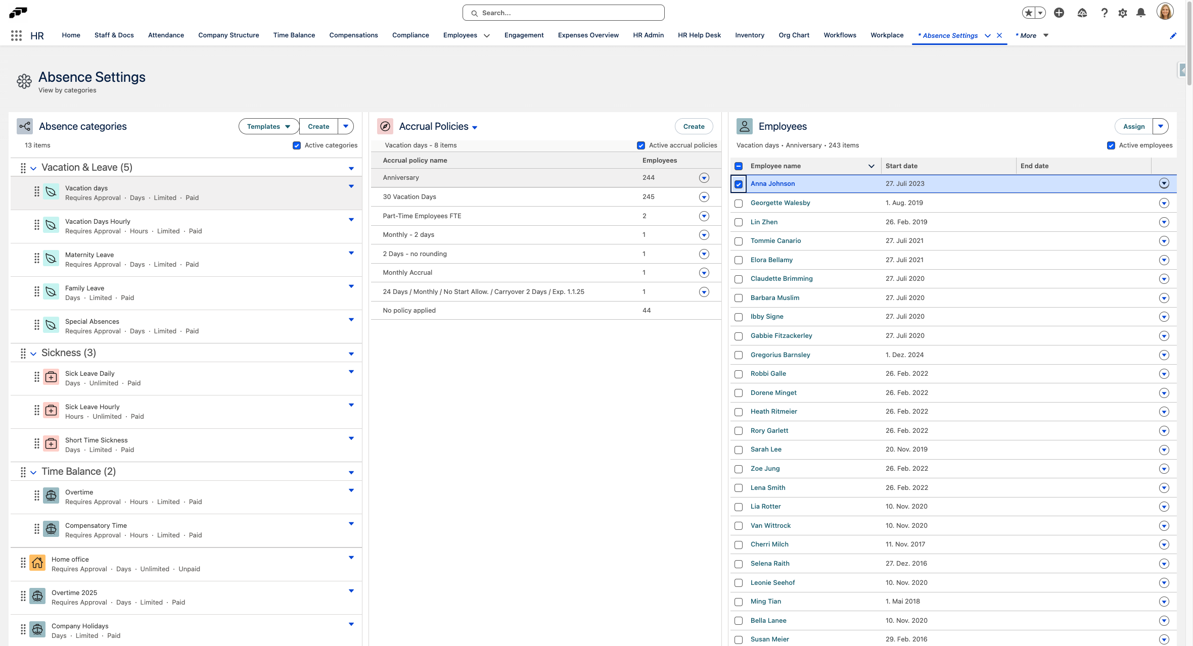 Select the respective employee and click the drop-down arrow next to their name. You can also select multiple employees and click on the drop-down arrow next to the assign button to perform a mass action and set an end date in bulk.