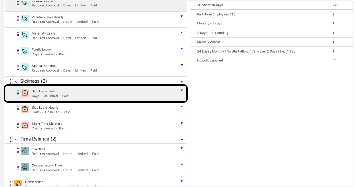 Wählen Sie Ihre Kategorie für Krankheitsurlaub aus