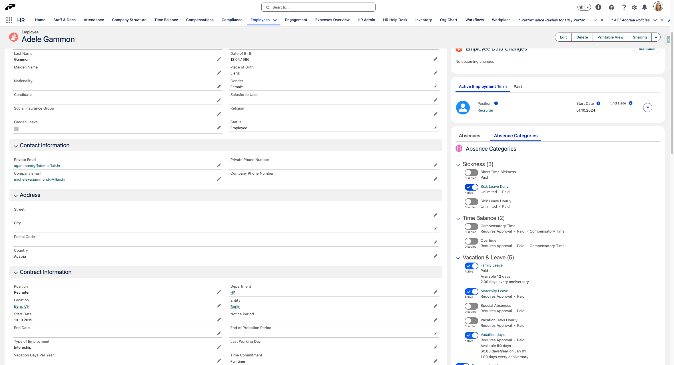 To turn off an accrual policy or absence category, uncheck the box next to it.
