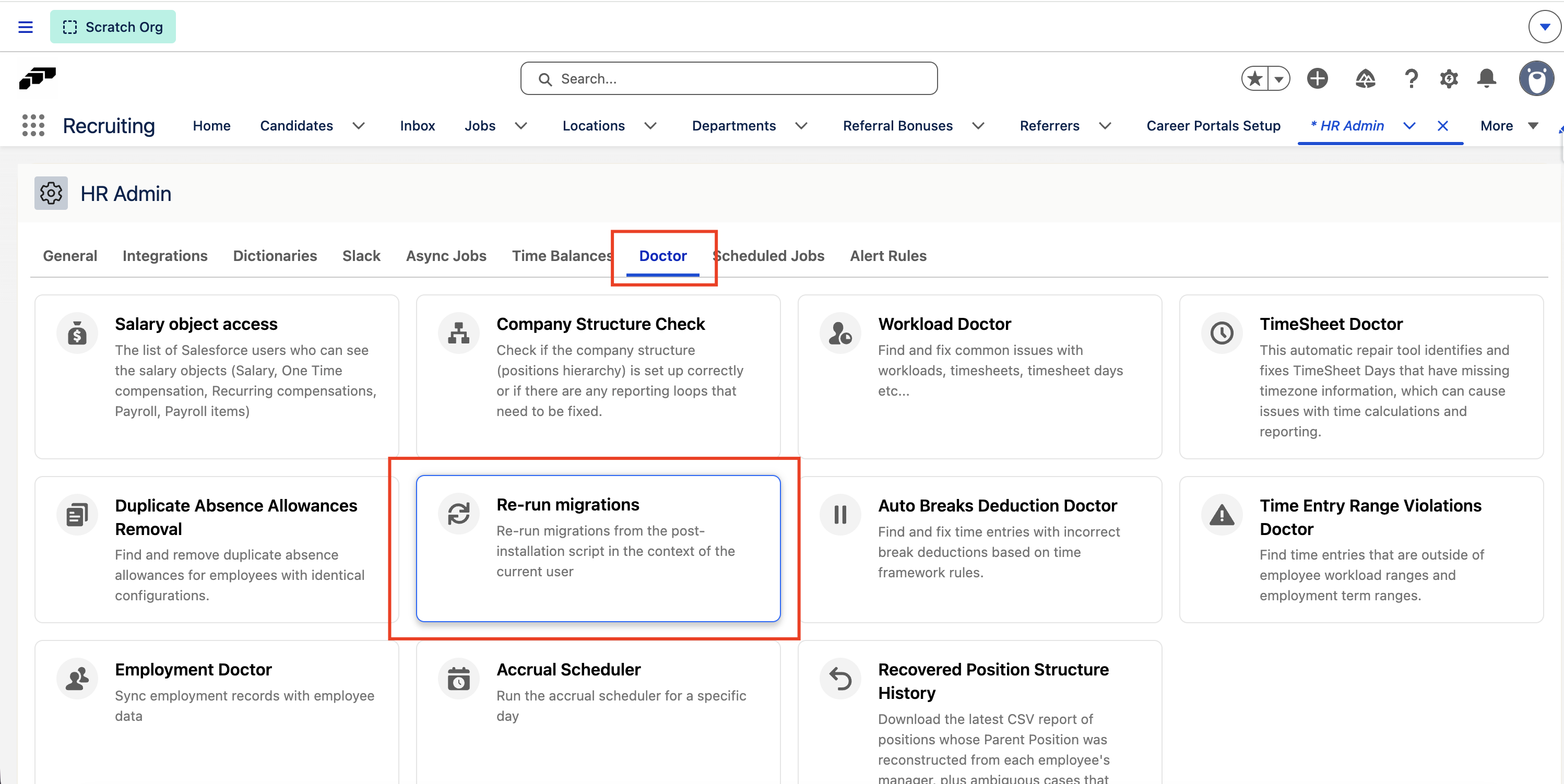 Open Re-run migrations on the Doctor tab