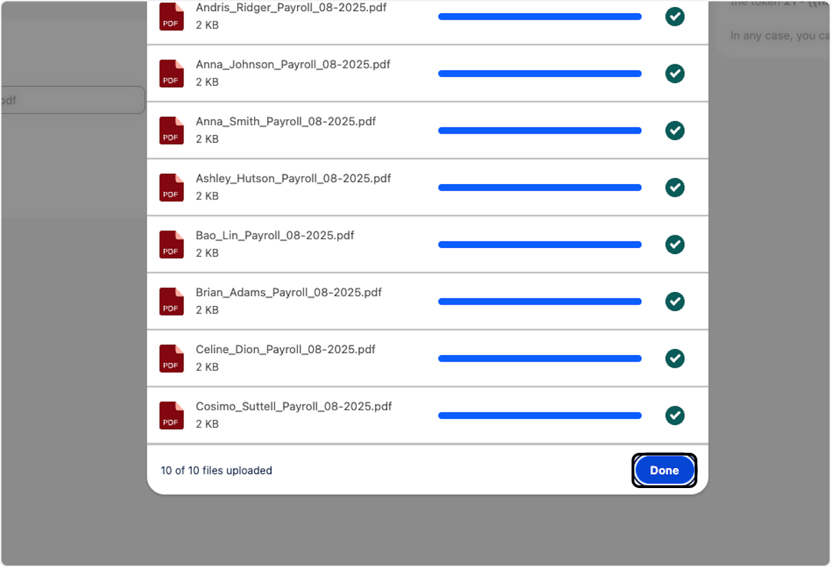 Once the upload is completed, click on Done.