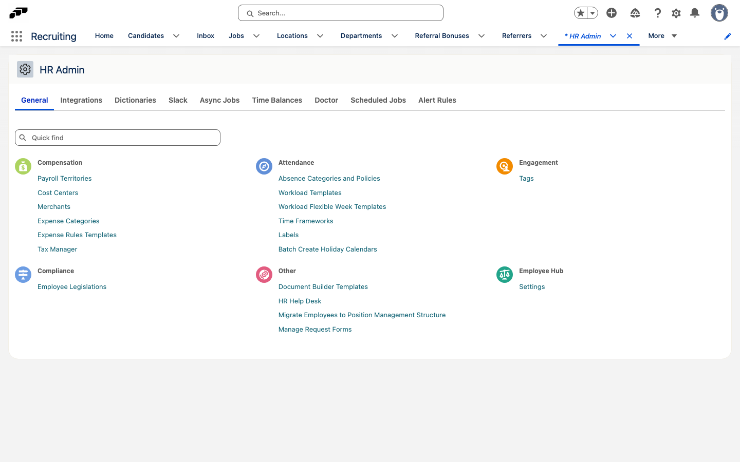 HR Admin page in the flair HR app
