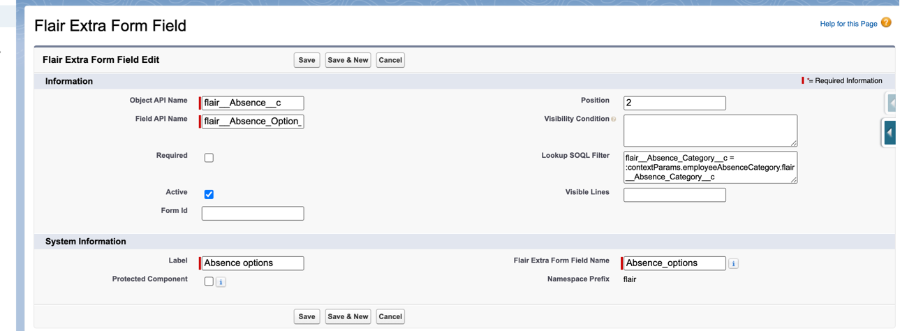 Extra Form Field Edit Page