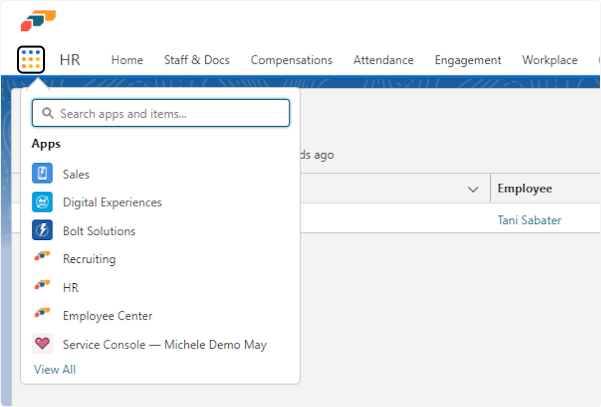 Click on App Launcher